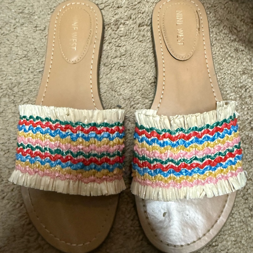 Nine West Multicolor Woven Slide Sandals